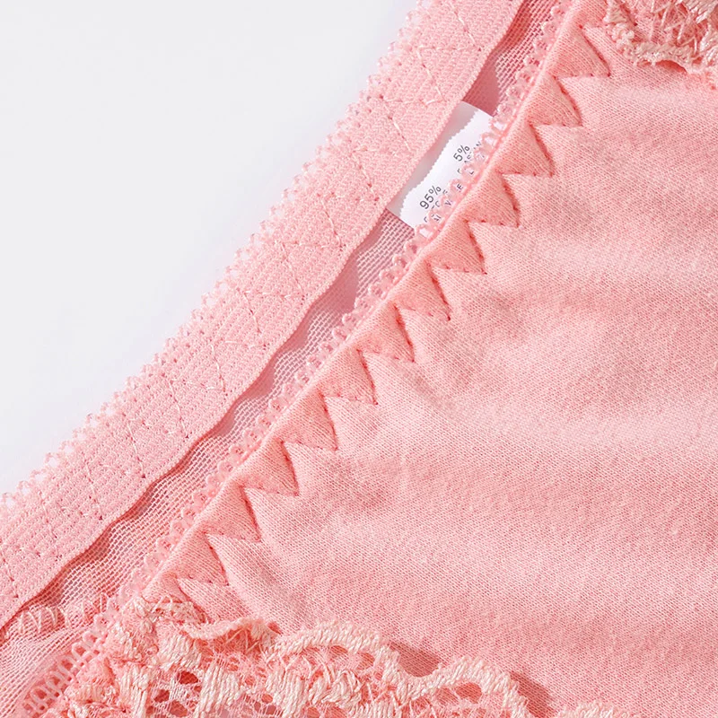 Hot Sale Ladies Lace Underwear Mid Waist Transparent Hollow Out