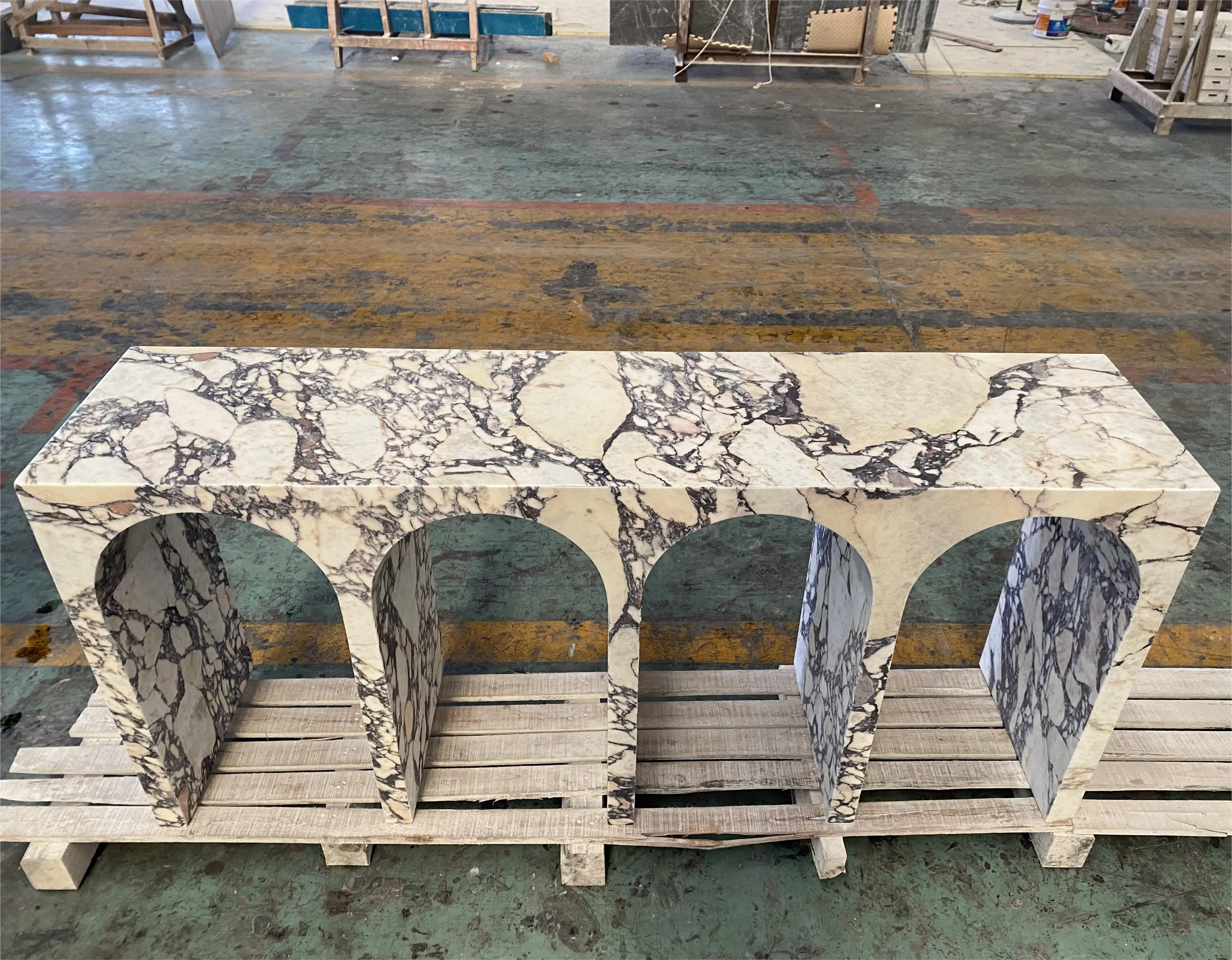 SH STONE Home Decor Nordic Style Modern Stone Furniture Arch Shape Entryway Italian Calacatta Viola Marble Decor Console Tables