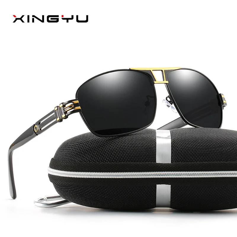 Men's Polarized Metal Frame Pilot Sunglasses
