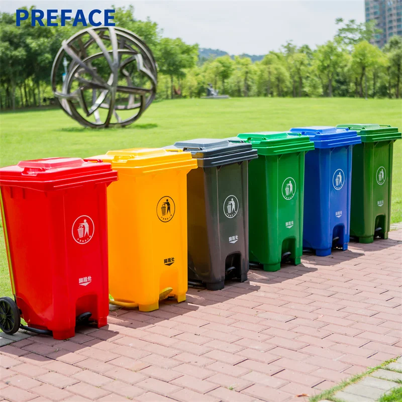 Plastic Recycling Garbage Container Trash Can Outdoor Dustbin Mobile Waste Bin for Street Commercial Area