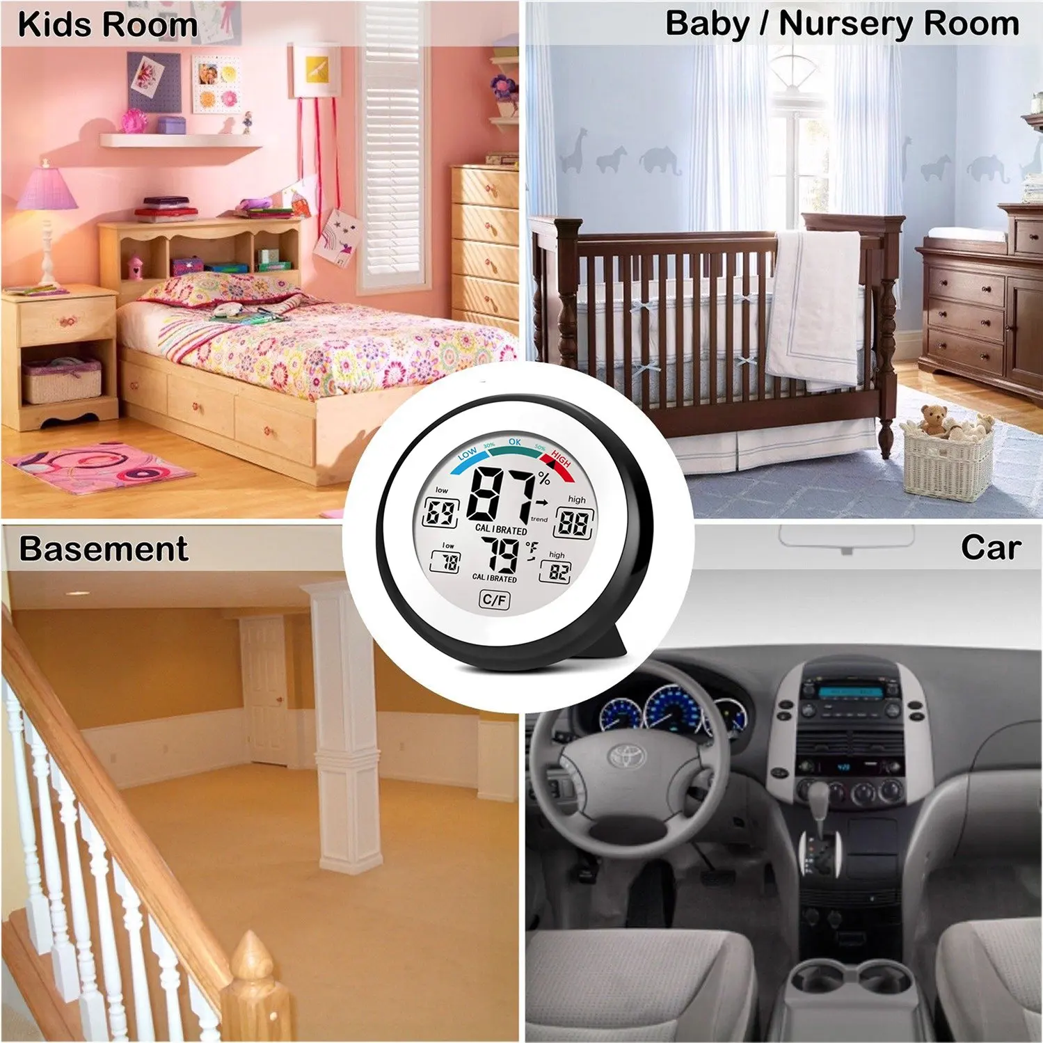 Home Office Measuring Instrumentr Round Shaped Lcd Digital Temperature Humidity Meter Mini Digital Thermo-Hygromete