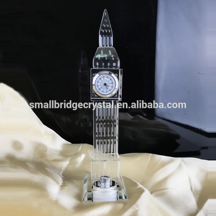 Small Bridge Wholesale Customization London Big Ben Souvenir Gifts 3d Crystal Building Model Sandblasting Glass Crystal Model