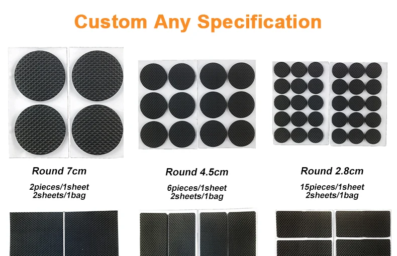 Free Sample Self EVA Adhesive Anti Slip Rubber Chair Leg Protection Furniture Pads Floor Protectors