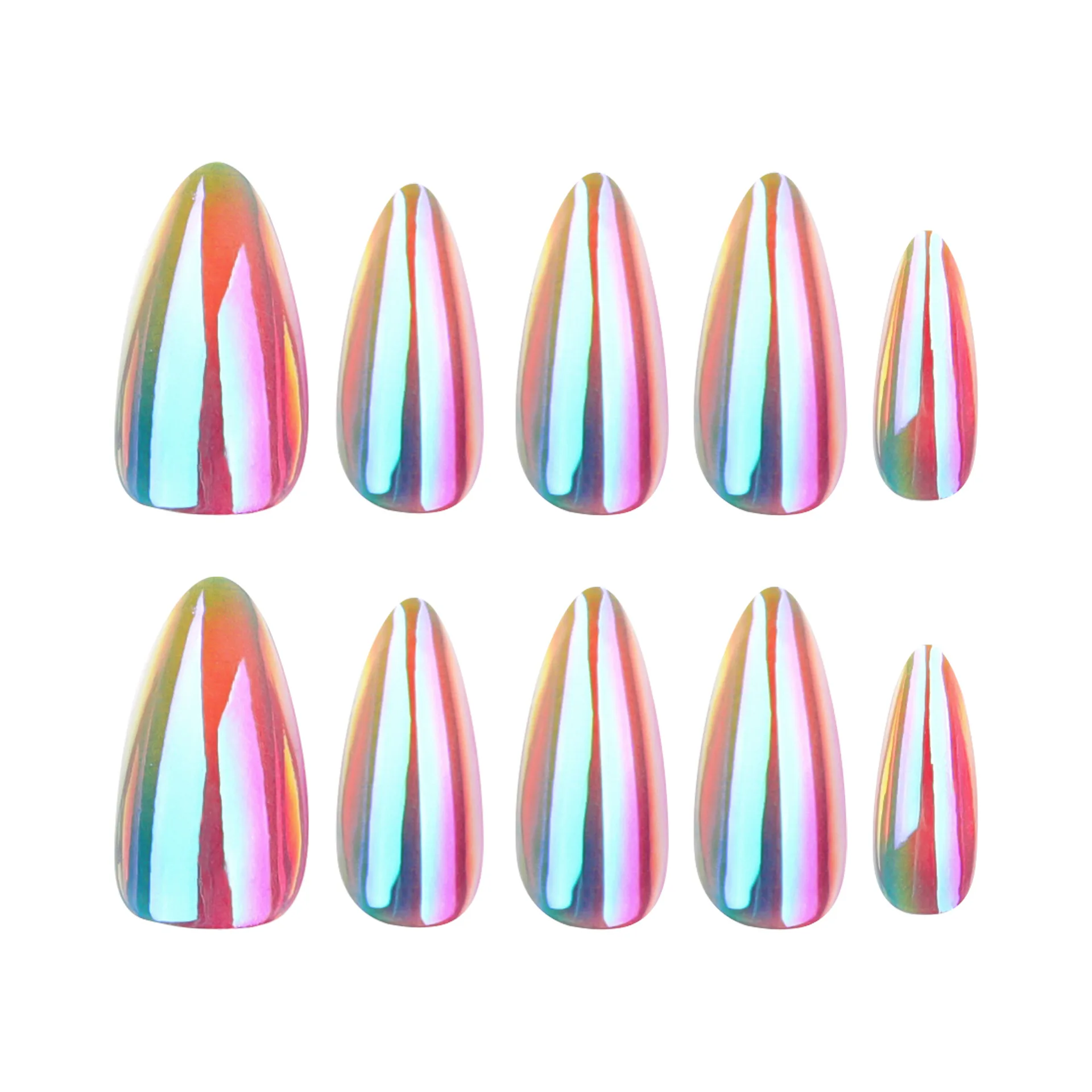 Holographic Long‑Coffin Nail Art