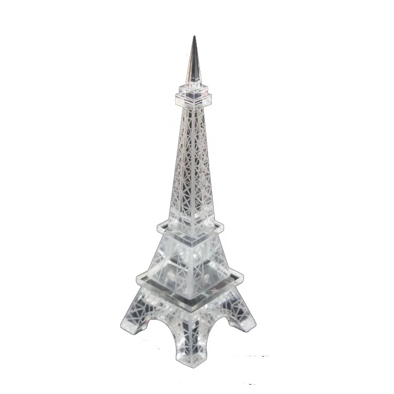 Wholesale Crystal Crafts Building Model Clear K9 Crystal Glass Eiffel Tower Souvenir Gift