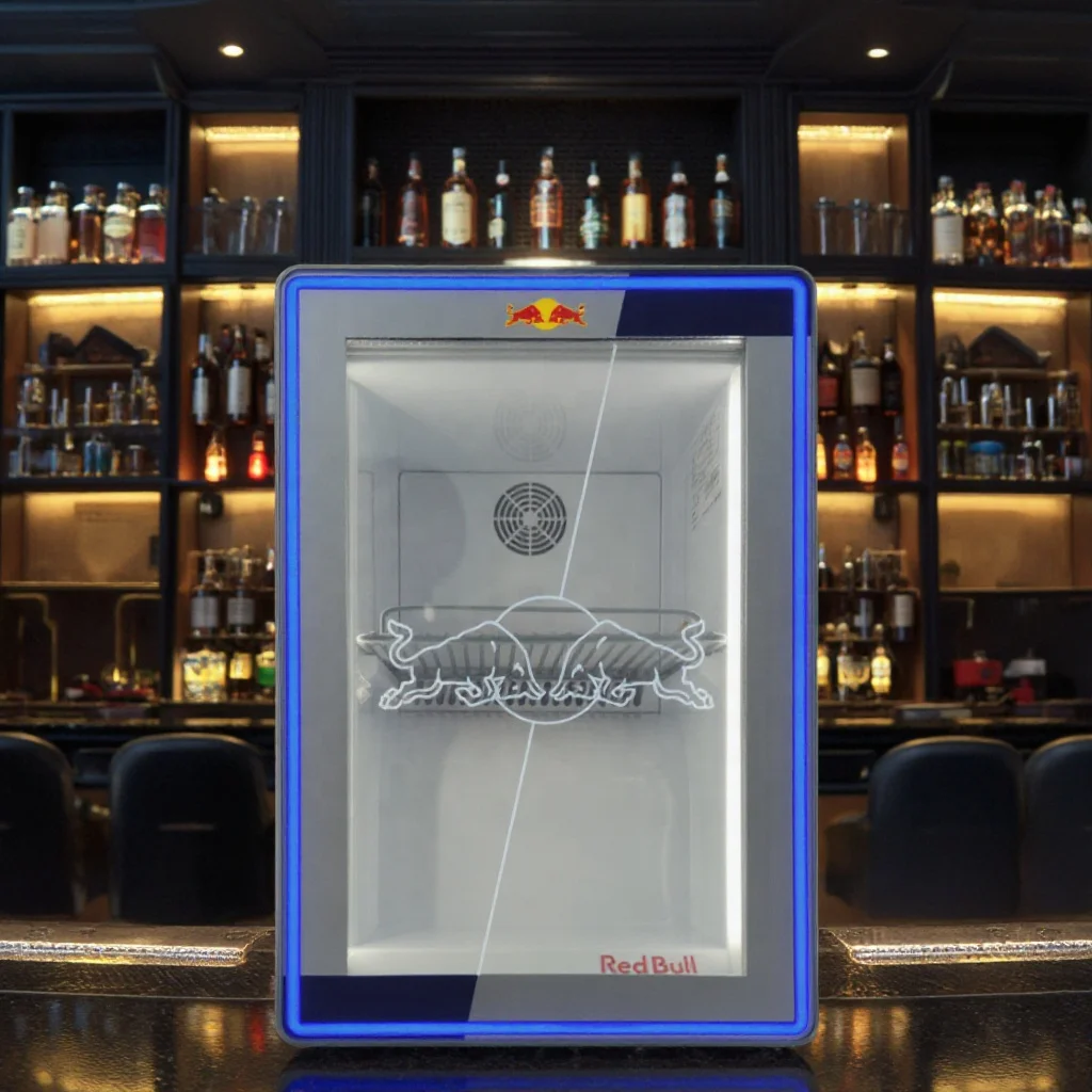 Stylish Commercial Redbull Mini Fridge - Single Door Display