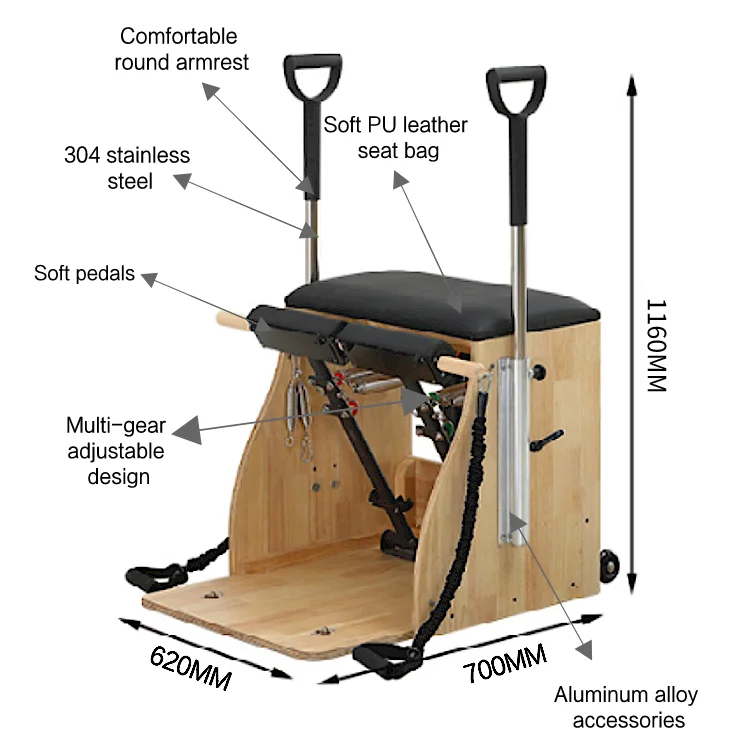 Home Gym Fitness Pilates Reformer Equipment Yoga White Oak Pilates