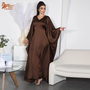 MQ126 Woman Kaftan Dress  Bat Sleeve Robe Large Size Female Dress Plain Color Kaftan Turkey Women