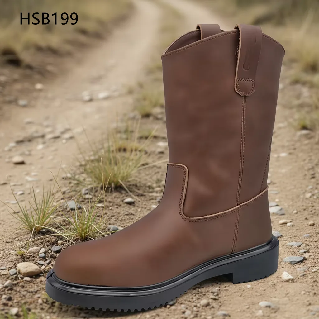 HY,Forklift Operation Anti-piercing Long Tube PPE Safety Boots African Oil-field Quality Crazy Horse Leather Work Boots HSB199