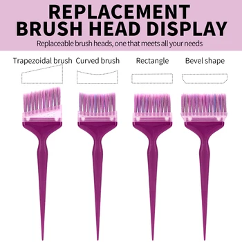 Barber Hair Color Applicator Kit Hair Tint Dyeing Brush for Perming Replaceable Head Dye Brush Set