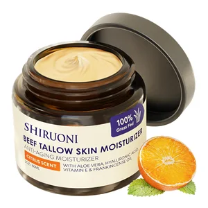 OEM ODM Organic Natural Citrus Scent Beef Tallow Moisturizer Face Cream for Dry Skin Winter Hydrating Aloe Vera Face Body Cream