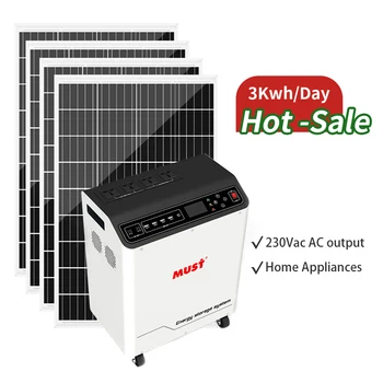 MUST HBP1800 series 1KW 2KW 3KW lifepo4 lithium battery with solar panel and solar inverter All in one solar energy system