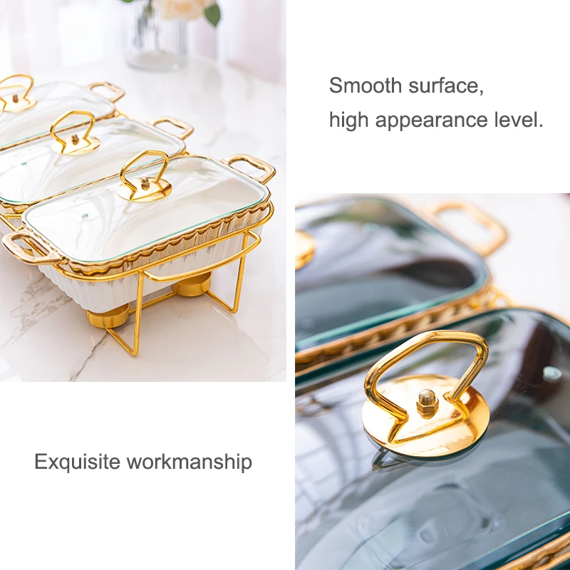 Wholesale High Quality Ceramic Chafing Dish Casseroles Hot Pot Food
