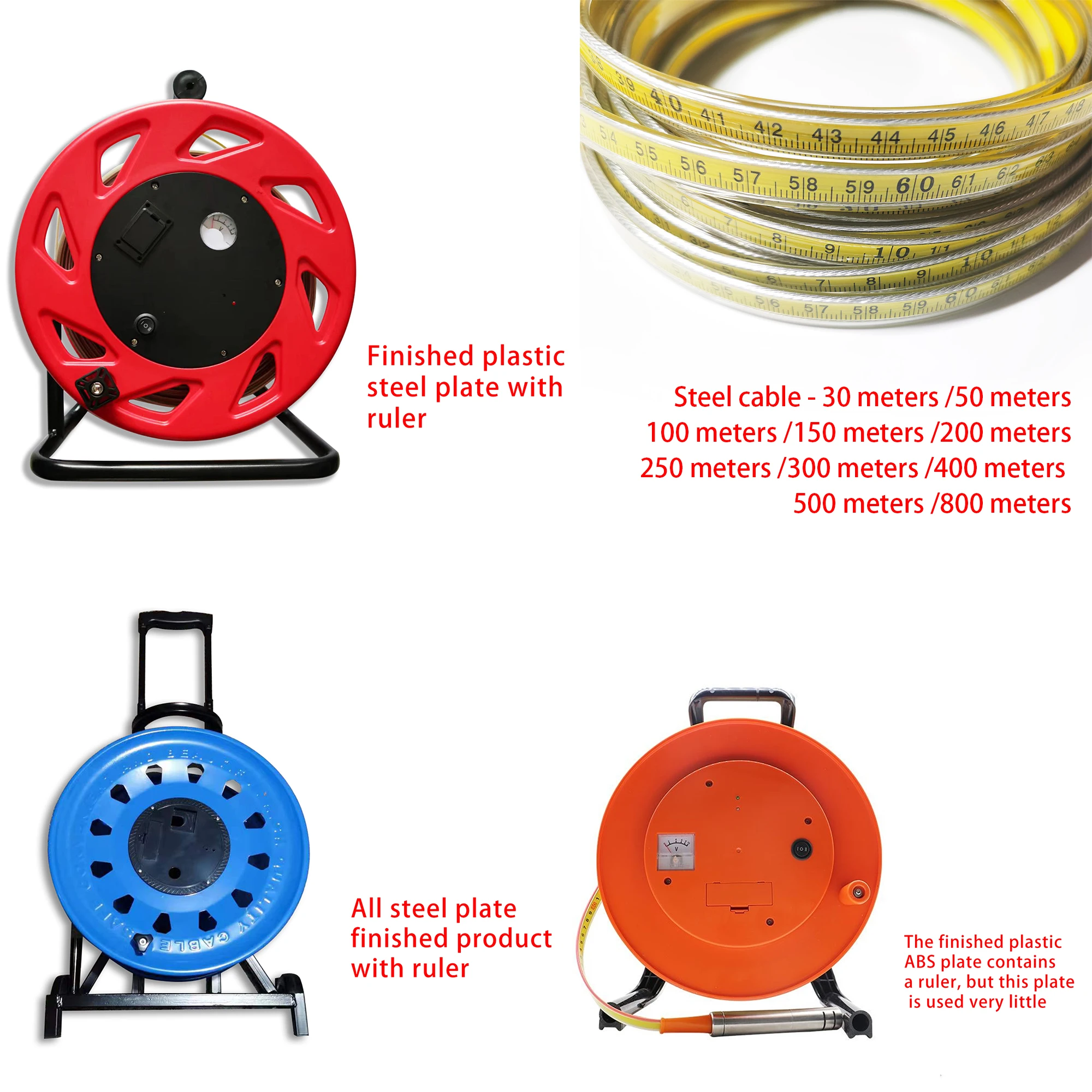 100m Measurement  Oil Level Well Mine  Steel Ruler Instrument Steel Ruler Cable Water Level Meter Well Depth Gauge