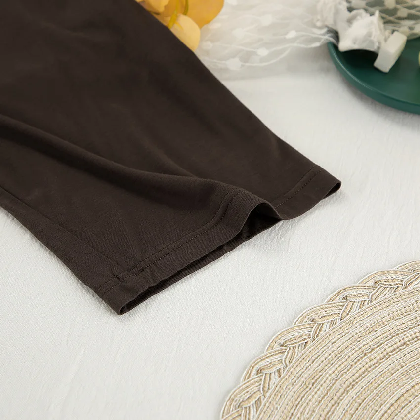 New Spring/summer Soft and Comfortable Knitted Rayon Long-sleeve Pajama Set (top and Pants) - Wholesale Cross-border Loungewear — detail