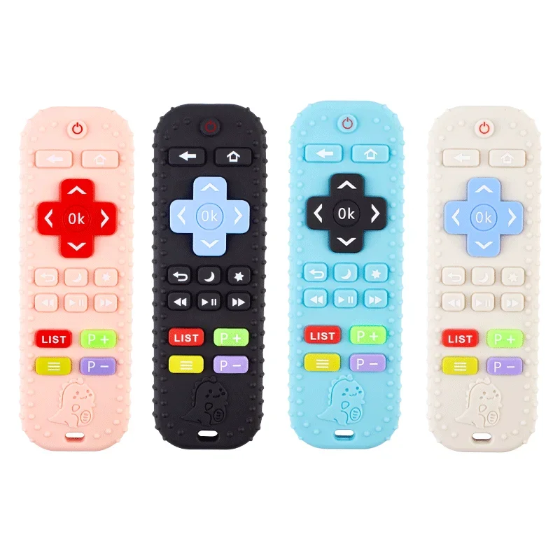Custom Remote Control Shape Bpa Free Food Grade Silicone Baby Teething Pacifier Teether Early Educational Sensory Toys for Gift