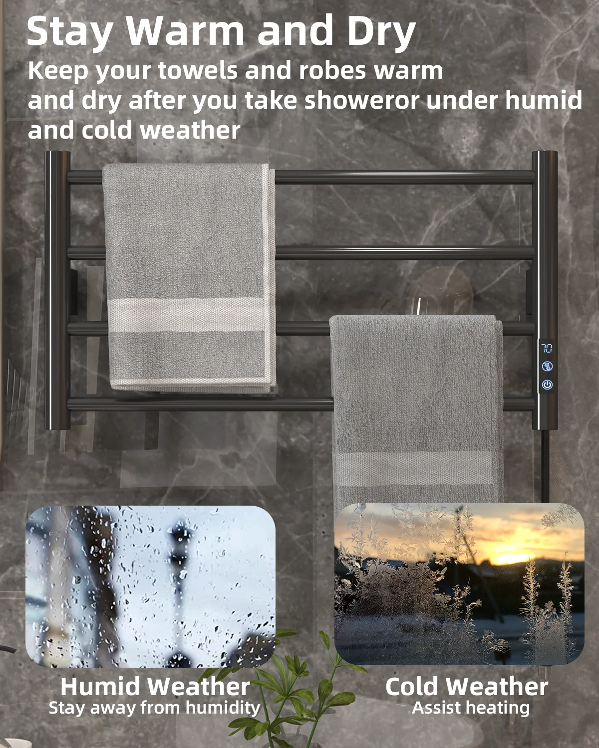 Stainless Steel Heated Towel Rail Hotel Towel Rack Dryer Intelligent