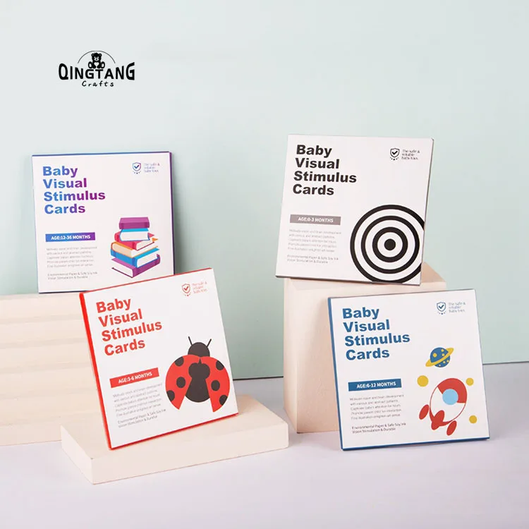 4 in 1 Learning Activity Flash Cards for Baby Paper Visual Stimulus Cards