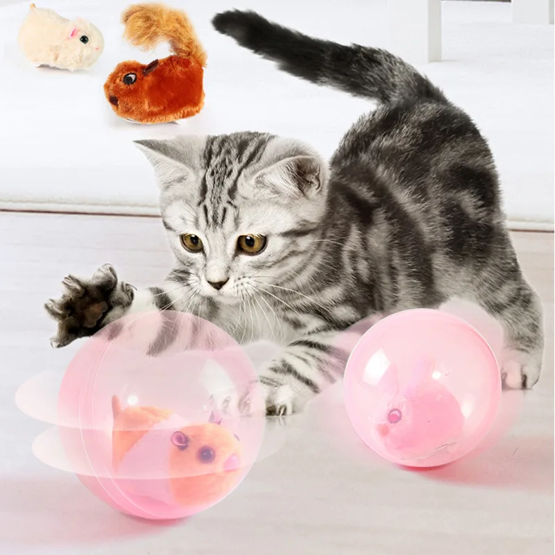 Factory Direct Cartoon Shape Pet Plush Toy Hamster Rabbit Electric Rolling Cat Toy