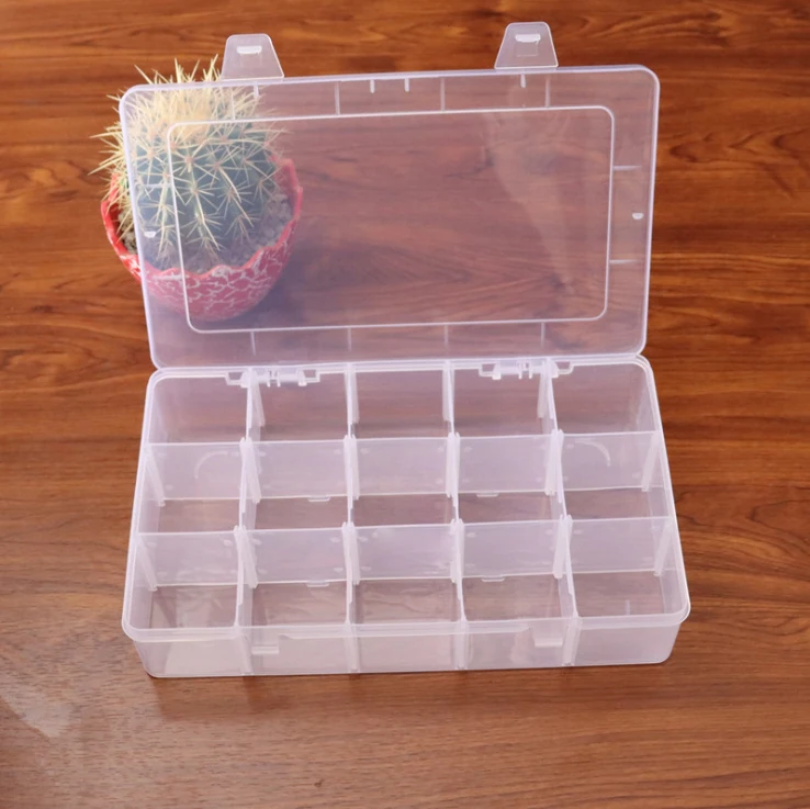 15 Сетка Коробка Для Хранения Прозрачный отделения съемные перегородки органайзер хранилище сумочка пластиковая коробка ювелирных изделий серьги держатель Органайзер