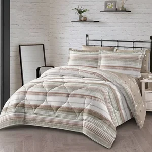 For Modern Comforter Set 6pcs Reversible Microfiber Printed All-Season Bedding