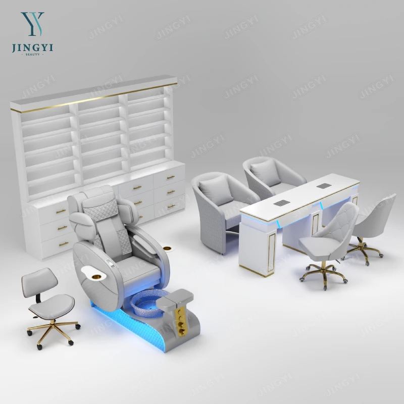 Top Seller Multi Function Rotated Wooden Pedicure Bowl Chair Foot Spa Massage Customized Nail Salon Furniture