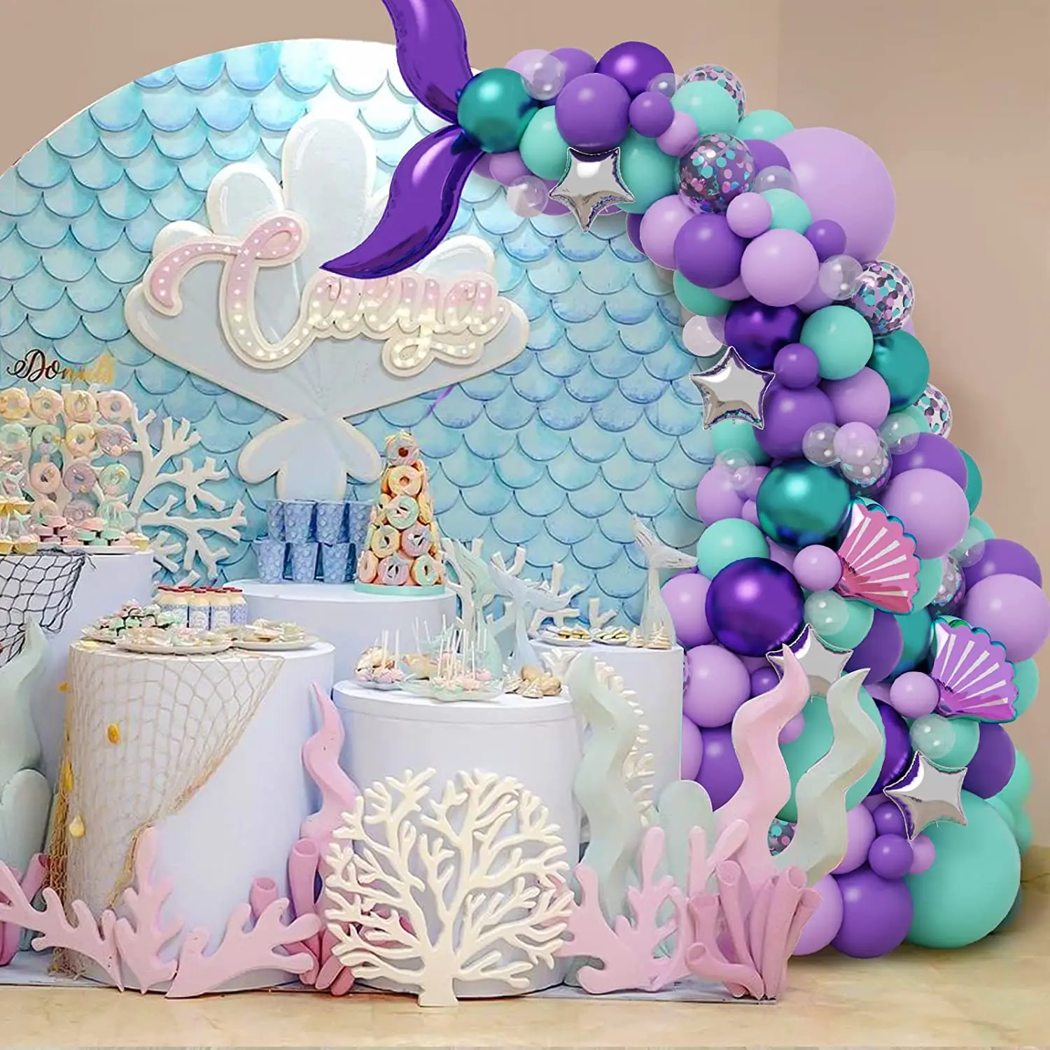 2023 Mermaid Them Party Balloon Garland Arch Kit T For Baby Shower ...