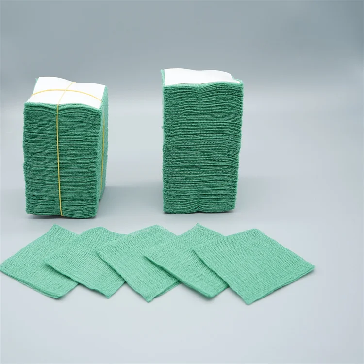 China Manufacture Disposable Medical Dressing Products Cotton Green Gauze  Swab Sterile Gauze Swab