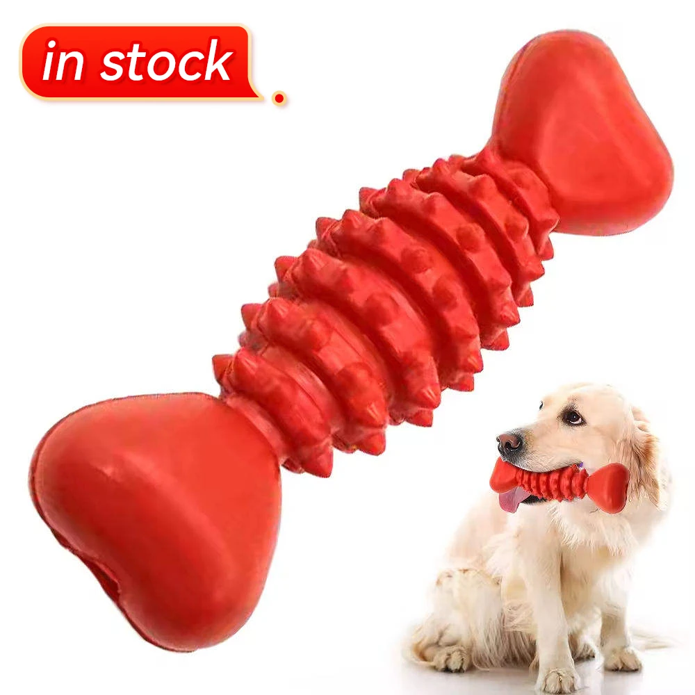 In Stock Natural Rubber Dog Bone Shape Teeth Cleaning Interactive Dog Toys Dog Teeth Cleaning Toy