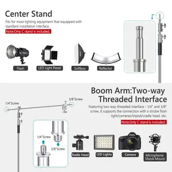 Neewer Stainless Steel Heavy Duty C-Stand, 5-10 Feet/1.5-3 Meters Adjustable Photographic Sturdy Tripod for Reflectors Softboxes product image