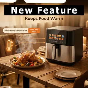 Air Fryer Grill 8.5L / 9QT Family Size 1800W Stainless Steel 20cm Digital Display 12 Preset Programs Dual Heating Elements