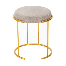 Customized Fabric Cube Metal Foot Stool Ottoman in Living Room with Metal Legs