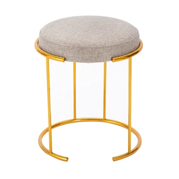 Customized Fabric Cube Metal Foot Stool Ottoman in Living Room with Metal Legs