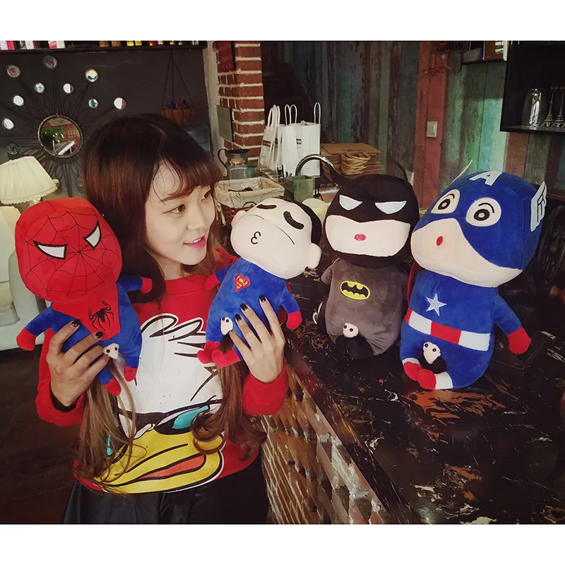 New Crayons Shin Chan Transforms Into Spiderman Super Plush Toy Man Cute Cartoon Avengersed Action Figures Doll