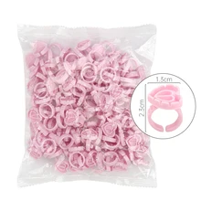 100pcs Heart Shape Plastic Lash Glue Ring Disposable White Pink Blue Lash Glue Rings