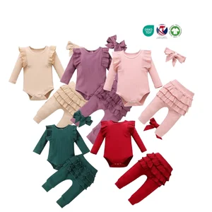 Baby Clothes Wholesale Unisex Baby Clothing Set Rib Coveralls Jumpsuit Bodysuits Playsuits One Pieces Plain Baby Romper