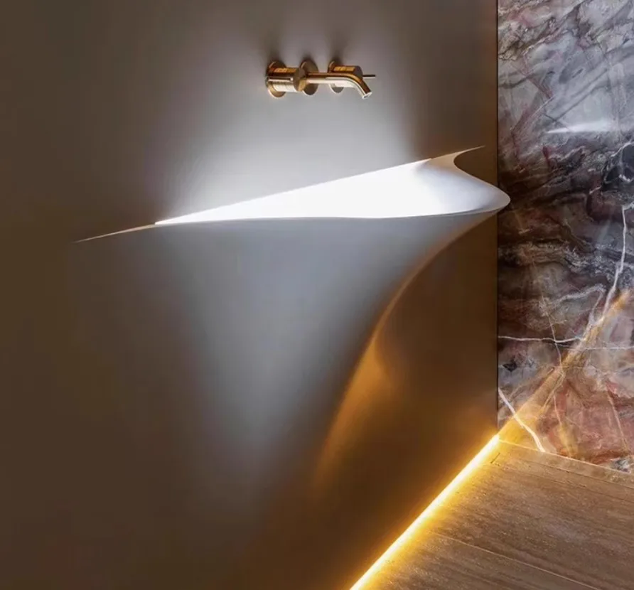 Unique Art Design Wall Hung Artificial Stone Wash Basin Acrylic Solid ...