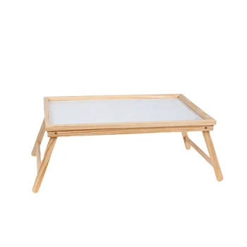 Eco Friendly Foldable Wooden Made Table Laptop Breakfast Tray Folding Pine Bed Table