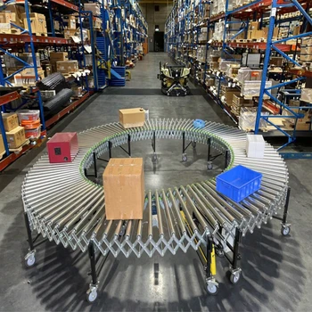 Automatic Carbon Steel Roller Conveyor Lines Electric Expandable Power Retractable Flexible Roller Conveyor