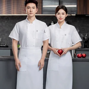 Wholesale Summer Kitchen Work Clothes Short-Sleeved Chef Clothing for Cooking Thin Breathable Cool Restaurant & Bar Uniforms