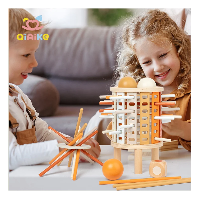 Jouet de motricité fine Montessori Bâtons en bois Jouet de comptage Jeu éducatif Kerplunk pour la famille Enfants et adultes