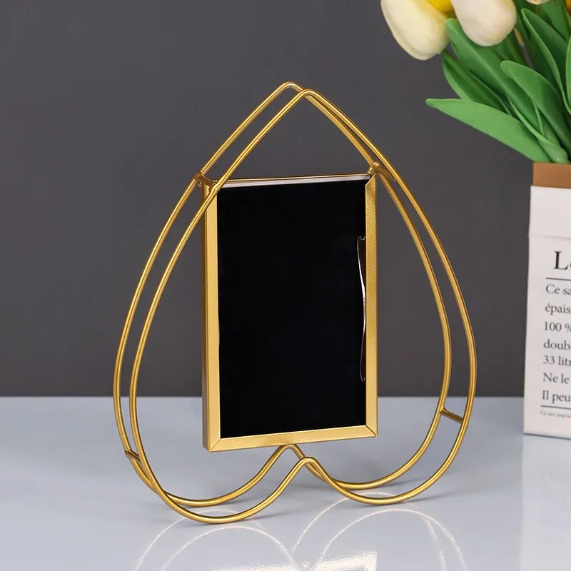 Desktop Creative Photo Frame Transparent Glass Metal Five-pointed Star Heart Shape Photo Frame Decoration