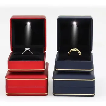 Custom logo luxury jewelry box packaging led ring pendant jewelry box organizer