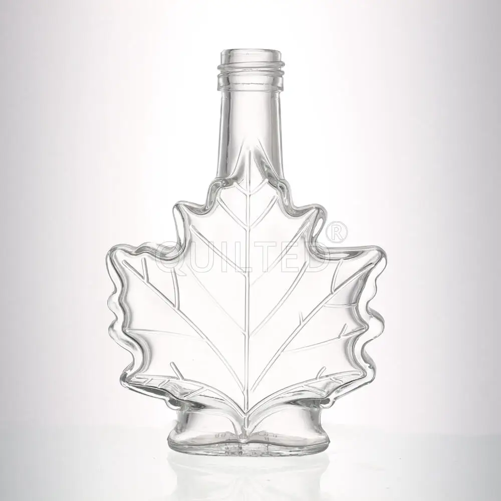 50ml 100ml 250ml Empty Maple Leaf Shaped Glass Syrup Bottle Glass Liquor Bottle With Screw Top