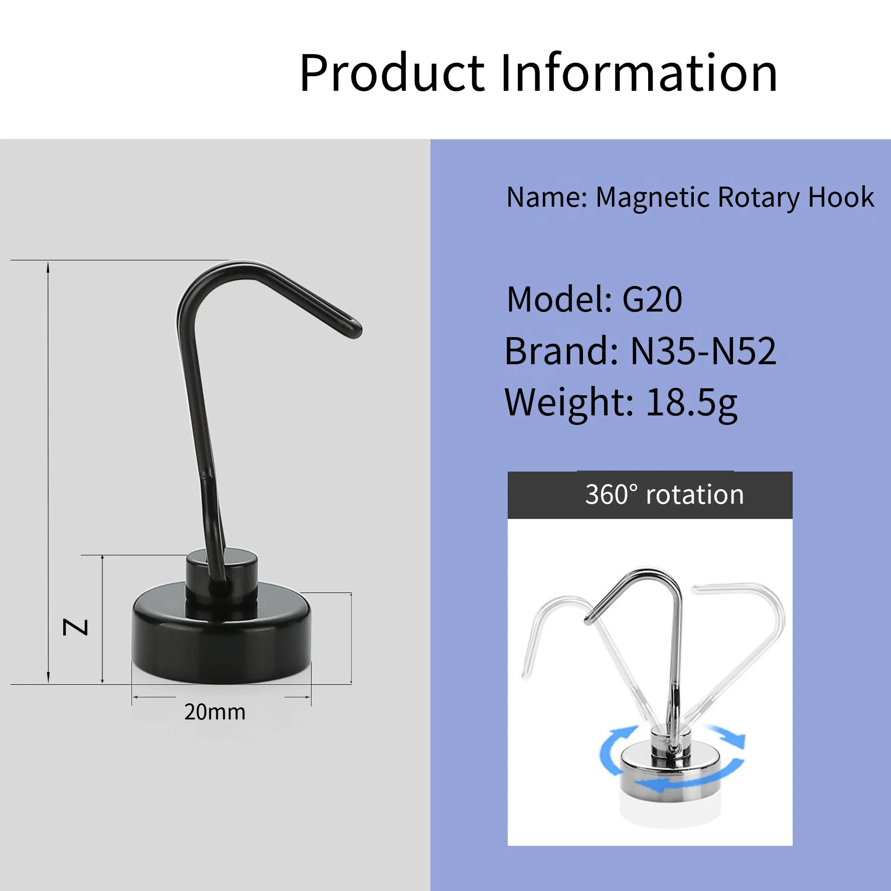 Spot wholesale NdFeb strong magnetic rotation magnetic hook magnetic magnetic kitchen refrigerator security door behind the hook details