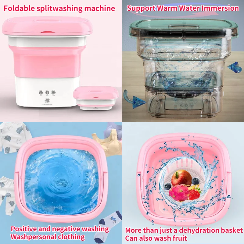 8L Foldable Mini Washing Machine Electric Tub Laundry Washer Portable Mini Folding Washi aperçu 4