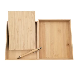 Eco-Friendly A5 Size Stationery Set Custom Wholesale Bamboo Box Notebook Pen with Environmentally Friendly Material for Gift Use