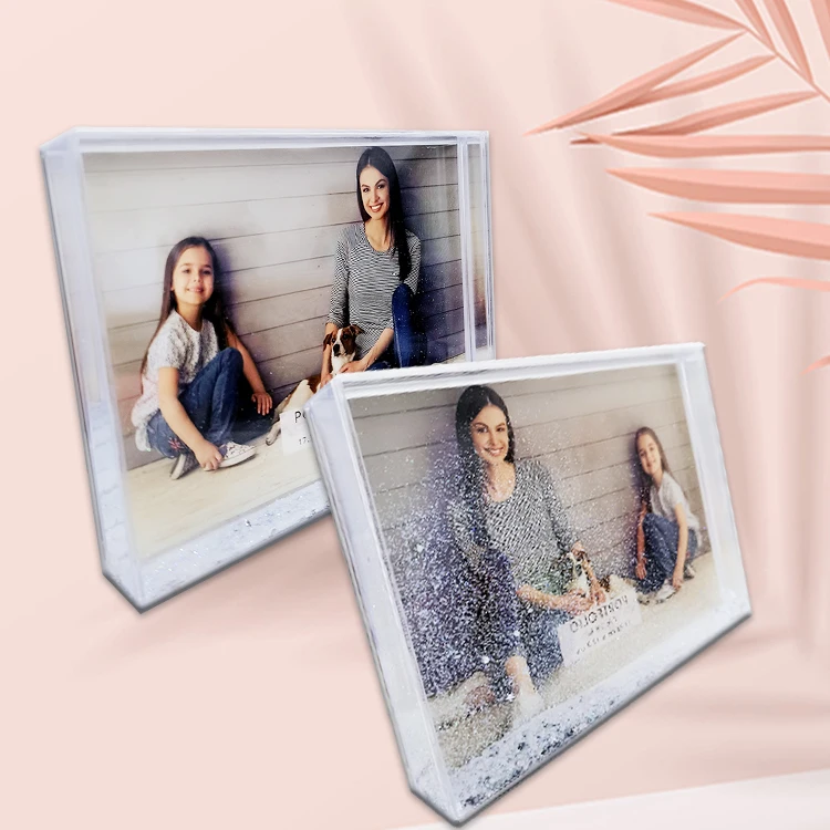 Фабричная продажа 5x7 акриловая фоторамка с блестками и жидкими прозрачными из смолы водой для