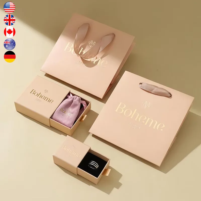 A1 OEM Drawer Sliding Jewelry Box Gift Jewelry Packaging Paper Box  Bracelet Necklace Ring Earring Storage Handheld Gift Bags