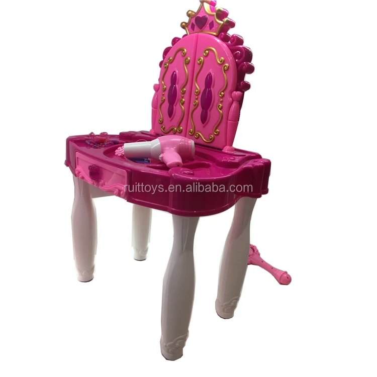 Sound and Light Magic Stick Princess Mirror MakeUp Toys Vanity Dresser Table for Kids